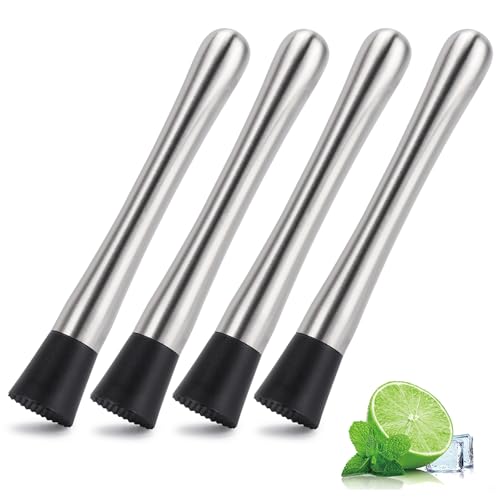4 Pack Muddlers for Cocktail 304 Stainless Steel Fruit Crusher