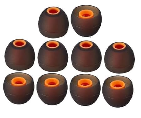 Replacement Earphone & Handfree Silicone Rubber Medium Size 5 Pair Caps for Realme Boat Oppo Vivo Samsung One Plus Airpods, Earbuds, Bluetooth Neackband(10p Ear Pads) (Black Orange 10 Pcs)-image-49