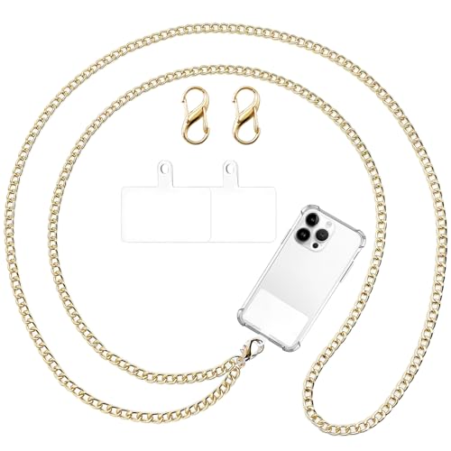 BERITNI Adjustable Phone Lanyards with Tether Tab, Universal Cell Phone Strap Holder Women Girls, Crossbody Multifunction Lanyard Compatible with Most Smartphones Travel Essentials, Gold