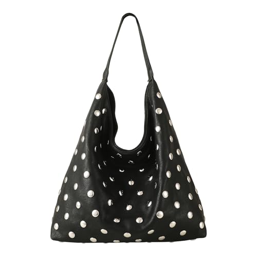 Studded Hobo Purse for Women, Leather Tote Bag Rivet Studded Shoulder Bag Punk Handbag2