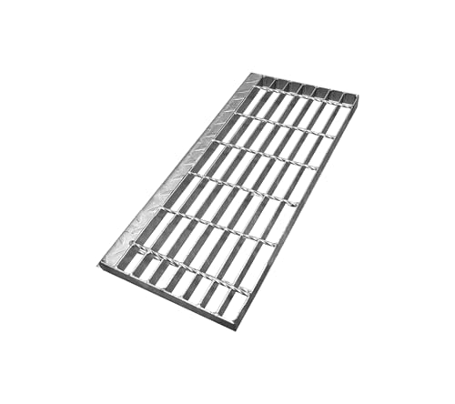 NATOTELA Gitterrost 240x600x25mm Gitterroststufe Verzinkt Trittrost rutschfeste Industrietreppe geeignet für Flucht- Fabrik- Außentreppen Keller Werkstatt Industriegebiet Garten Bauernhof