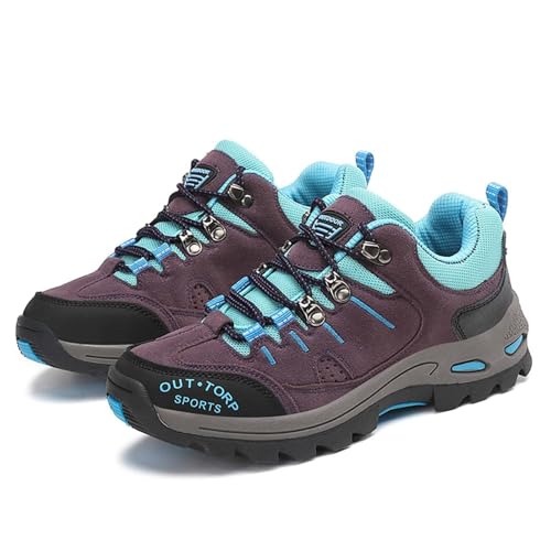 Sobzia wasserdichte Schuhe Damen,Wanderschuhe Damen Wasserdicht Breite Füße Halbschuhe Trekkingschuhe Leichte Outdoor Schuhe Bergschuhe rutschfeste Turnschuhe Laufschuhe (Lila,40)