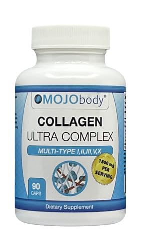 MOJObody Multi Collagen Capsules Ultra Complex (Types I, II, III, V & X) Complex Multi Collagen Protein Blend for Anti-Aging, Hair, Skin, Nails and Joints, 1500mg Per Serving, 90 Capsules