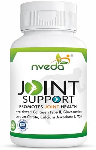 Nveda Joint Support Tablets for Men & Women | Collagen Type 2, Glucosamine, MSM & Calcium | Joint Pain Relief, Cartilage Support, Joint Mobility & Arthritis Support Supplement | 60 Tablets