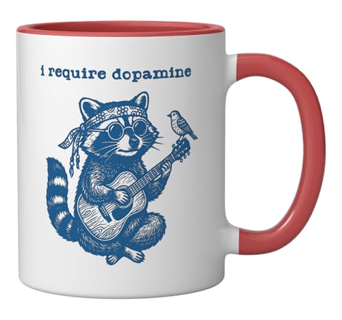 Taza de cerámica Funny Raccoon 11 onzas Rojo/Blanco miniatura 2