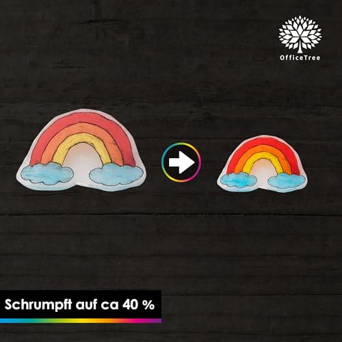 OfficeTree 20x Schrumpffolie Transparent 20 x 29 cm - Schrumpffolie bedruckbar - Shrink Folie inkl. Download-Vorlagen - Shrink Plastic Sheets für Schmuck oder Schlüsselanhänger - Schrumpffolien