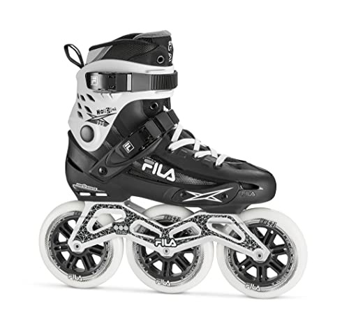 FILA Houdini 125mm Adult Inline Skates - High Speed Fitness Skates with ABEC 9 Bearings - Lightweight Aluminum Frame - Zero Shock Heel Cushioning - 3x125mm Wheel- Men's 11.5