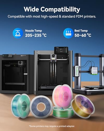 Image of JAYO Silk Dual & Tri Color PLA Filament 1.75mm 10 Pack, Shiny Multicolor 3D Printer Filament Bundle, Blue-Green-Purple, Red-Yellow-Green & More, 1.1kg Spool Each, Compatible with Most FDM Printers