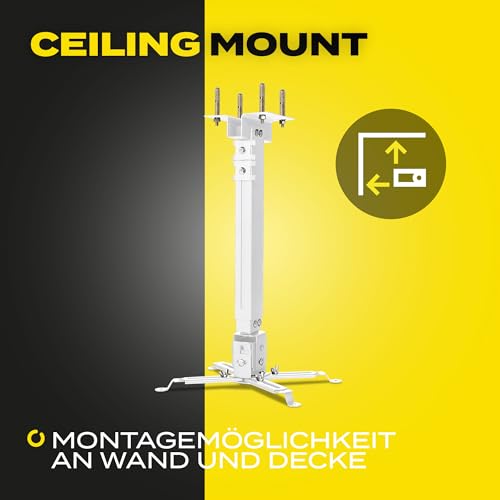 Overmax Ceiling Mount Projektorhalterung bis zu 20 kg, verstellbare Länge 25 Grad Winkelverstellung, Hergestellt aus Stahl, Wand- und Deckenmontage, leichte und stabile Konstruktion