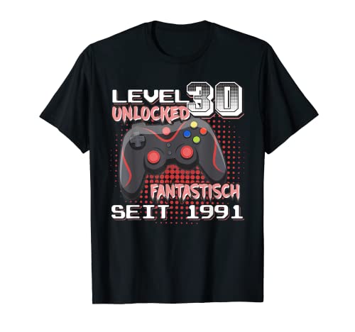 Level 30 Unlocked fantástico desde 1991 Gamer Regalo Camiseta