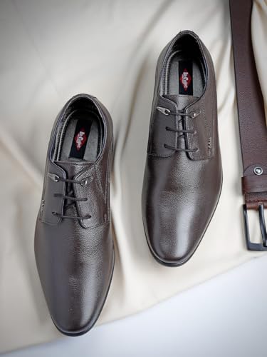 Image of Lee Cooper LC2035B2R Men's Leather Derby Formal Shoes | Lightweight, Comfortable & Stylish Lace-Ups for Office, Business
