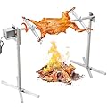 VEVOR Electric BBQ Rotisserie Grill Kit, 46 Inch 90 lbs Capacity, Automatic 42W Motor Height Adjustable Universal Roaster Stand, Stainless Steel Grilling Kit, Spit Rod with Heat Shield for Pig Lamb