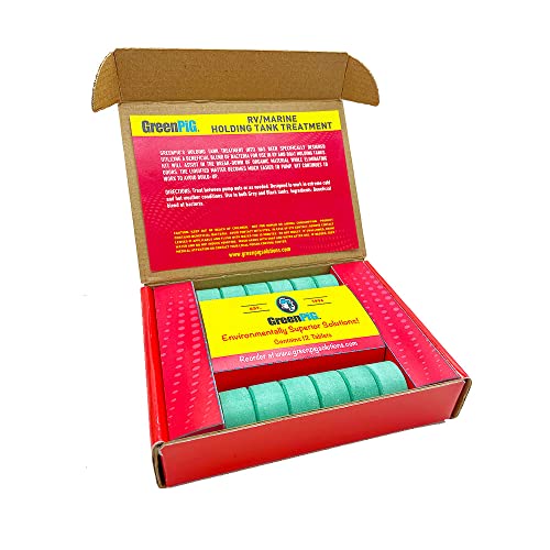GREEN PIG Motorhome Accessories Must Have - Commercial Strength RV and Marine Holding Tank Treatment, Breaks Down Waste, 12 Dissolvable Tablets (65C)