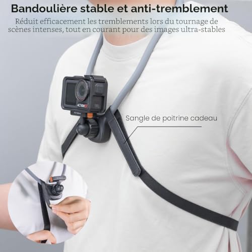 Support de cou magnétique orientable à 360 sangle anti-secousse pour DJI Osmo Action - 3