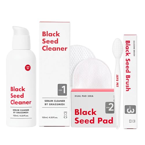 JAYU PET 3-Step Cat Acne Care Kit - Hypoallergenic Cleanser for Feline Acne, Cat Black Chin(1EA) Double-Sided Pads, Cat Acne Chin Wipes(30PCS) Soft Grooming Cat Acne Silicone Brush(1EA)