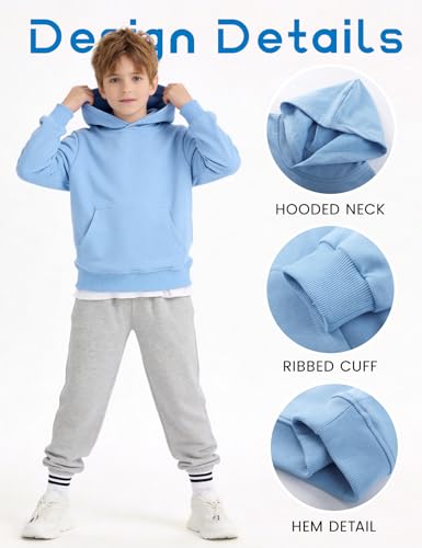 Image of PEHMEA 2 Pack Kids Hoodies Sweatshirt for Boys Cotton Pullover Hooded Sweatshirts With Pockets No Drawstring