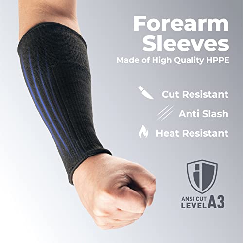 Image of OriStout Cut Resistant Work Sleeves with Tumb Hole, Black, 4 Pair