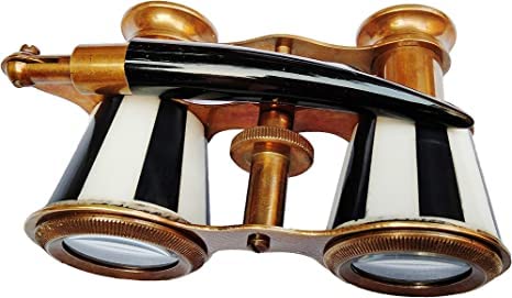Sugra Art 2.5 Inches Opera Glasses Binoculars For Adults With Handle- Captain's Mother Of Pearl Solid Brass Opera Glasses Binoculars-Pocket Size Handel Binoculars For Kids, Bird Watching, Hunting #TOP3