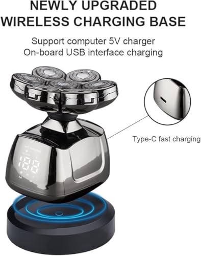 RKUVPAE Head Shavers for Bald Men, 7-Blade Electric Shaver for Men Wireless Rechargeable Grooming Kit Waterproof Razor Beard Hair Trimmer USB Bald Shaving Machine - Image 4