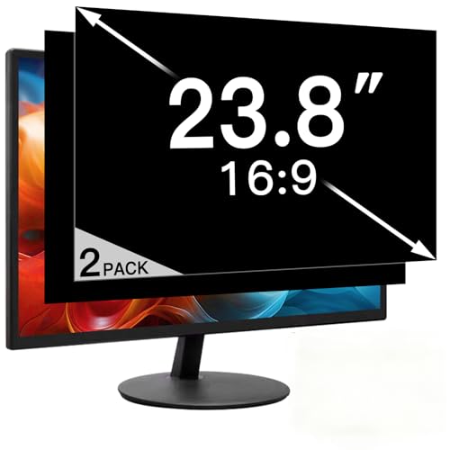 Image of 2 Pack 23.8 Inch Privacy Screen for Computer Monitor 16:9 Aspect Ratio, Eye Protection Anti Glare Computer Screen Cover, Removable Anti-Scratch Computer Screen Privacy Shield for 23.8'' Monitor
