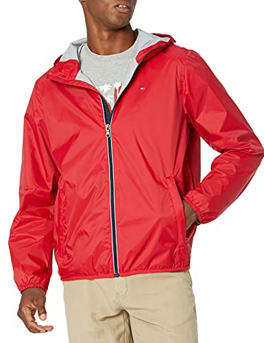 Image of Tommy Hilfiger Men's Lightweight Active Water Resistant Hooded Rain Jacket