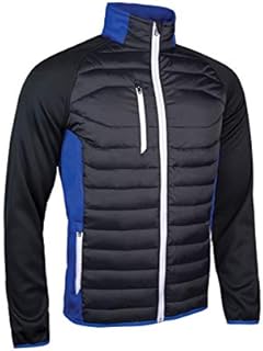 Sunderland Mens SUNMC83 Zip Front Padded Stretch Panel and Sleeves Performance Golf Jacket Black/Electric Blue/White L