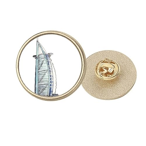 Broche ronde Burj al-Arab Dubaï dorée : comment accessoiriser une veste noire unie