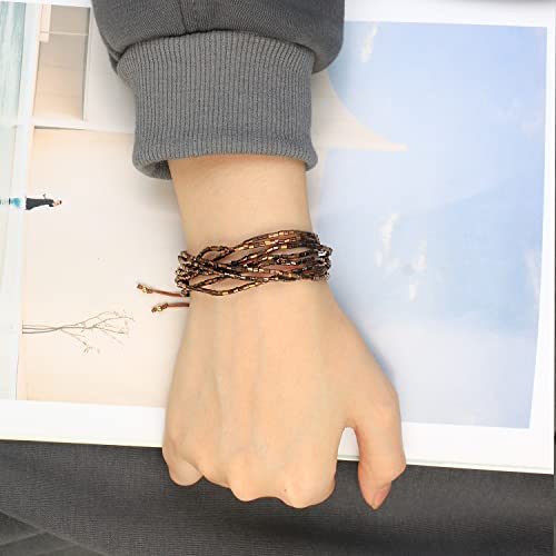 Kelitch Colorful Tassel Miyuki Hand Bracelets Handmade Rope Wrap Bracelets Fashion Women Bracelets Adjustable Style (Coffee E) #TOP1