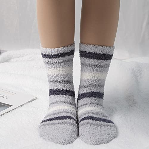 Image of Toes Home Fuzzy Socks for Women, 6 Pairs Cozy Winter Fluffy Slipper Socks | Ultra Soft Thick Warm Fabric, Comfortable Indoor Home Socks, Fluffy Holiday Gifts for Ladies, Ideal for Lounging or Sleeping