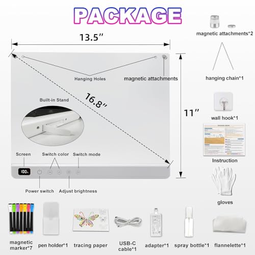 image for Cosmody Rechargeable LED Drawing Board for Kids, Large 16