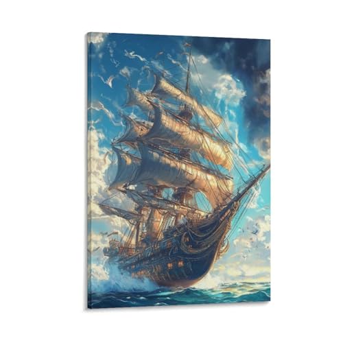 Bateau à voile Murale Toile pour habiller un mur vide de couloir ou chambre