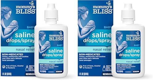 Image of Mommy's Bliss Saline Drops/Spray, Nasal Relief for Newborns & Up, 1 Fl Oz (Pack of 2)