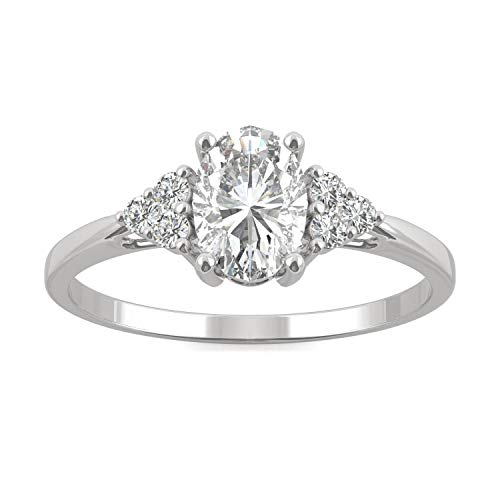 Charles & Colvard 14K White Gold Moissanite 7x5mm Oval Engagement Ring, 1.02cttw DEW