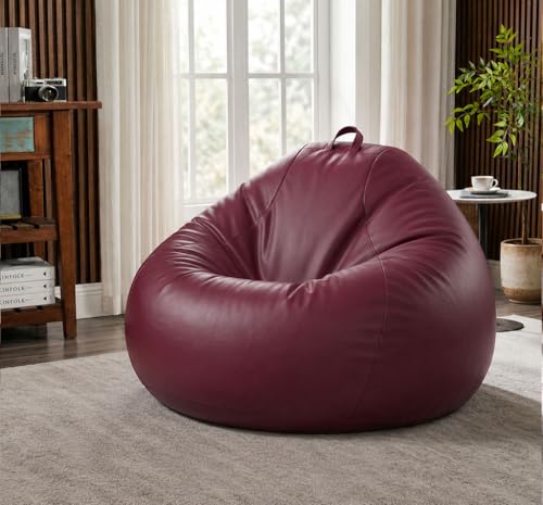 Image of Sattva Classic 2XL Sofa Style Bean Bag Chair with Beans Filled | Faux Leather Bin Bags Sofa with Filled Beans | Large Beanbags for Adults, Home & Office | Pre-Filled Beans Bag - Maroon