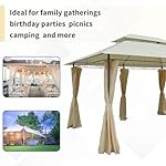 Outsunny 10' x 13' Patio Gazebo, Outdoor Gazebo Canopy Shelter with Curtains, Vented Roof, Steel Frame for Garden, Lawn, Backyard and Deck, Cream White - Image 4