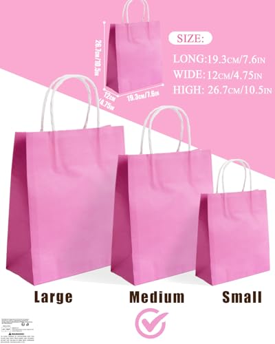 Gcardist 24 Colors Medium Gift Bag with Handles Bulk 24PCS Paper Party Bags 8.3"x4.3"x11" Multiple Uses (21x11x27.3cm,Medium Size) - Image 4