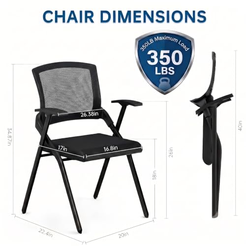Image of 24 Pack Folding Conference Chairs, Nesting Breathable Mesh Office Chair