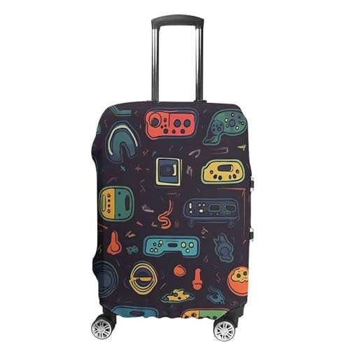 Game Video Gaming Pattern Luggage Cover, Washable Elastic Suitcase Cover Protector Fit 18-32 Inch Luggage