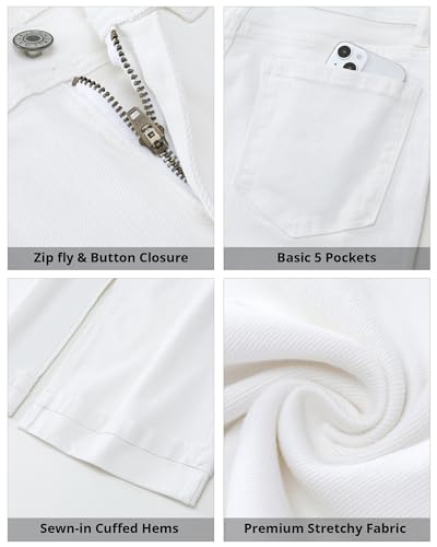 GRAPENT Womens Capris Wide Leg Cropped Jeans Pants - Off White XX-Large/22