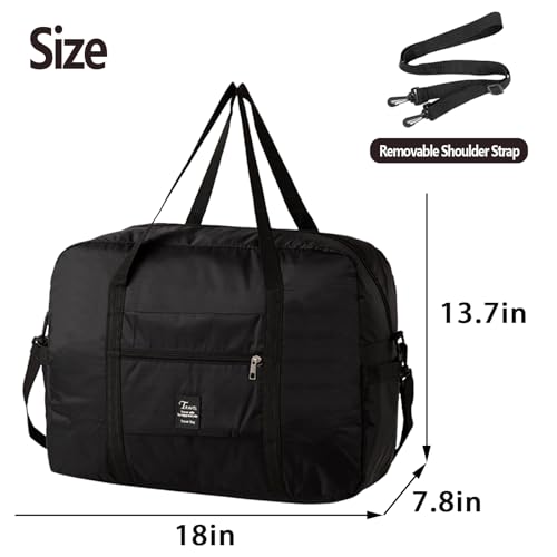 INVODA Travel Bag Carry on Duffle Bag Tote Spirit Airlines Personal Item Bag Shoulder Weekender Overnight Bag Waterproof Sports Gym Bag for Women and Men (Black)3