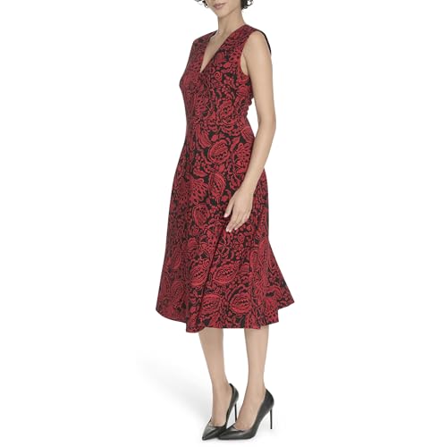 Image of Tommy Hilfiger Women's Sleeveless V-Neck A-line Midi Dress
