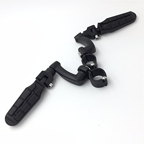 SMT-Black Adjustable Highway Peg Mounting Kit with Footpeg Foot rest Compatible With Harley Sportster 883 1200 Street Bob Softail CVO Equipped 1-1/4 inch (1.25") Front Engine Guard [B01AVH0RKO] - Thumbnail 2