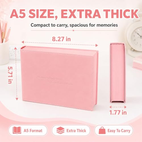 Thickened Color Brick Notebook, A5 Super Thick Hardcover Journal, PU Leather Cover Solid Color Pages Thick Paper Ribbon Bookmark with Elastic Pen Holder Band for Notes, Lists (Green) - Image 7