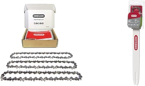 Oregon Paquete de 3 cadenas de motosierra para barra de 16 pulgadas, 56 eslabones de transmisión, cadena de retroceso bajo y combo de barra de