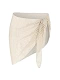 ZAFUL Sarong Coverups for Women Beach Vacation Fishnet See Thru Tie Side Bathing Suit Cover Up Mini Skirt (1-Light Coffee, One Size)