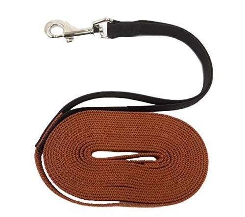 Schleppleine Fährtenleine mit Rückdämpfer 3m - 50 m für mitterle und große Hunde 20mm / 25mm breit (5m, Braun Gurtbreite: 25mm)