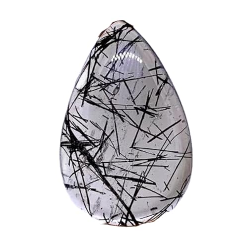 Quartz rutile noir gemme naturelle forme poire cabochon 28x18x5mm pour création bijoux vrac