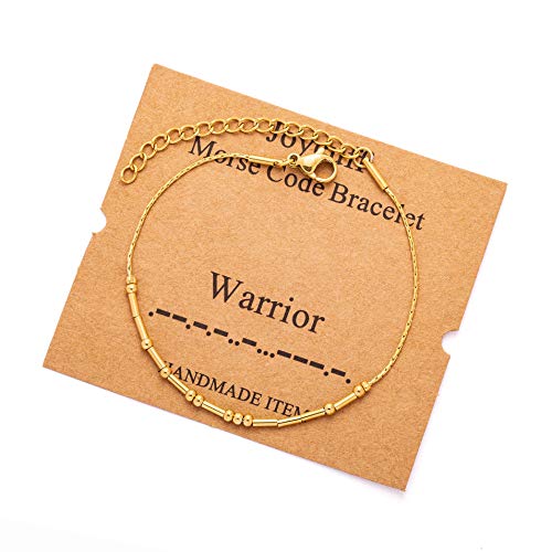 Image of JoycuFF Inspirational Morse Code Bracelets for Women Silver Beads Jewelry Encouragement Mantra Gifts for Her