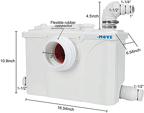 700Watt Macerating Toilet Upflush Toilet For Basement,Two Piece Toilet With Macerator Pump,Macerating Toilet System 3Water Inlets With Toilet Bowl, Water Tank & Macerating Pump #TOP2