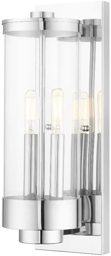 Livex Lighting 20722-05 Hillcrest - Two Light Outdoor Wall Lantern, Polished Chrome Finish with Clear Glass